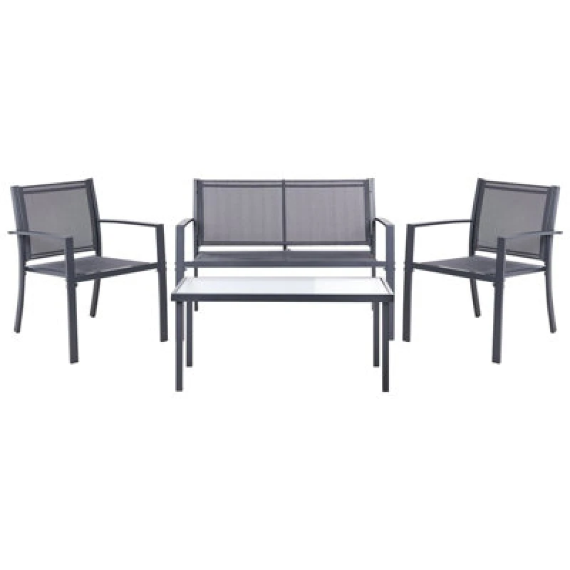 Image of Beliani Garden Lounge Set With Table 4 Seater Tavoleto Metal Dark Grey