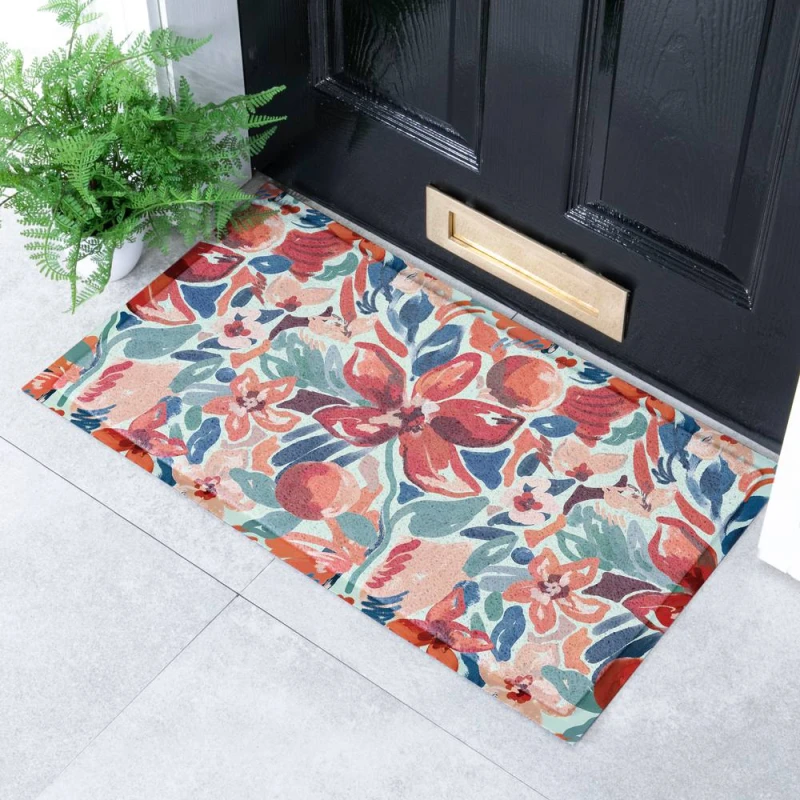 Image of Artsy Mats Red Lilys Doormat Size: 40cm x 70cm Multicolor Unisex 40cm x 70 cm