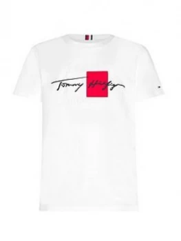 Image of Tommy Hilfiger Box Signature T-Shirt, White, Size 2XL, Men