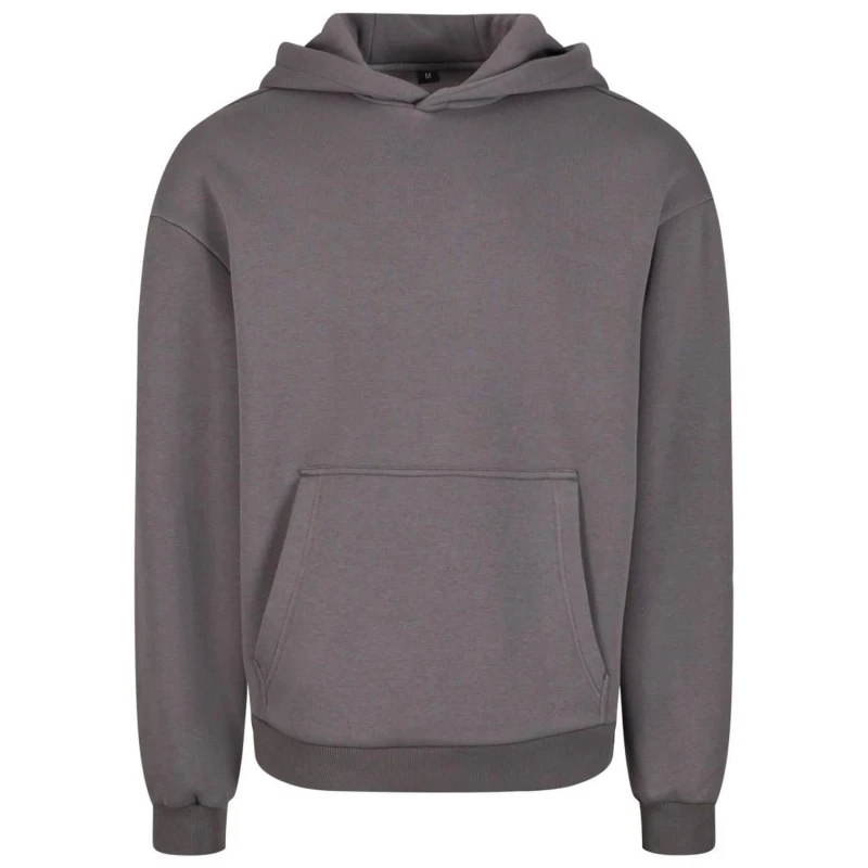 Image of Build Your Brand Mens Fluffy Pullover Hoodie in Dark Grey Size: Large Dark Grey Male L