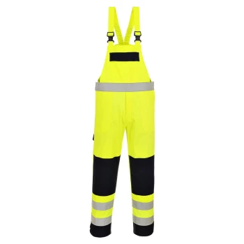 image of Biz Flame Hi Vis Multi-Norm Flame Resistant Bib and Brace Yellow / Navy M