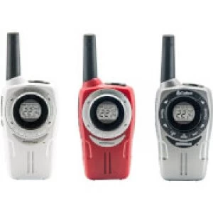 image of Cobra SM660 Weather Resistant Walkie Talkie with 10km Range, Power Saving Function and Rechargeable Batteries - White/Red/Silver (3 Pack)