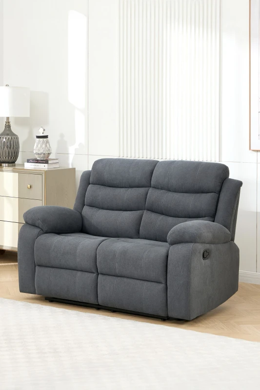 Image of More4Homes Boston 2 Seater Fabric Manual Recliner Sofa (grey), Grey 5.05574E+12