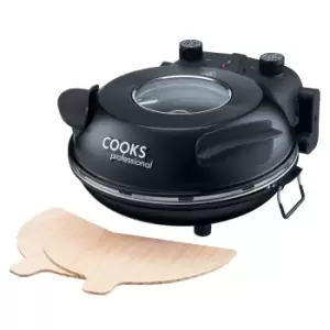 image of Cooks Professional Authentic Stone Baked Pizza Maker Oven Black