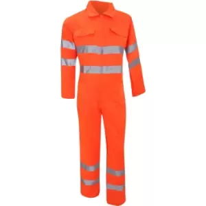 Image of Yoko Hi-Vis Polycotton Coverall / Mens Workwear (2XL) (Hi Vis Orange) - Hi Vis Orange