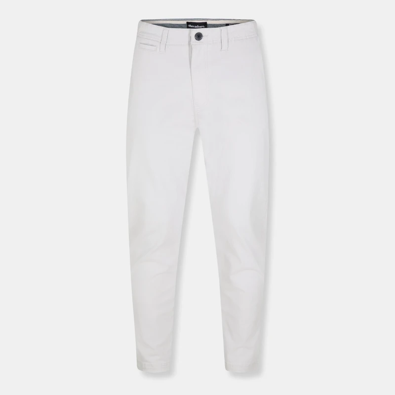 Image of Threadbare Cotton Regular Fit Chino Trousers with Stretch - White White S