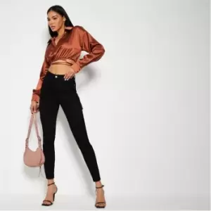 Image of I Saw It First Cuffed Cargo Trousers - Black