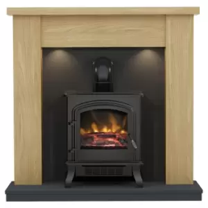Image of Be Modern 1.8kW Barrowden Inglenoook 42" Electric Fireplace Suite - Natural Oak