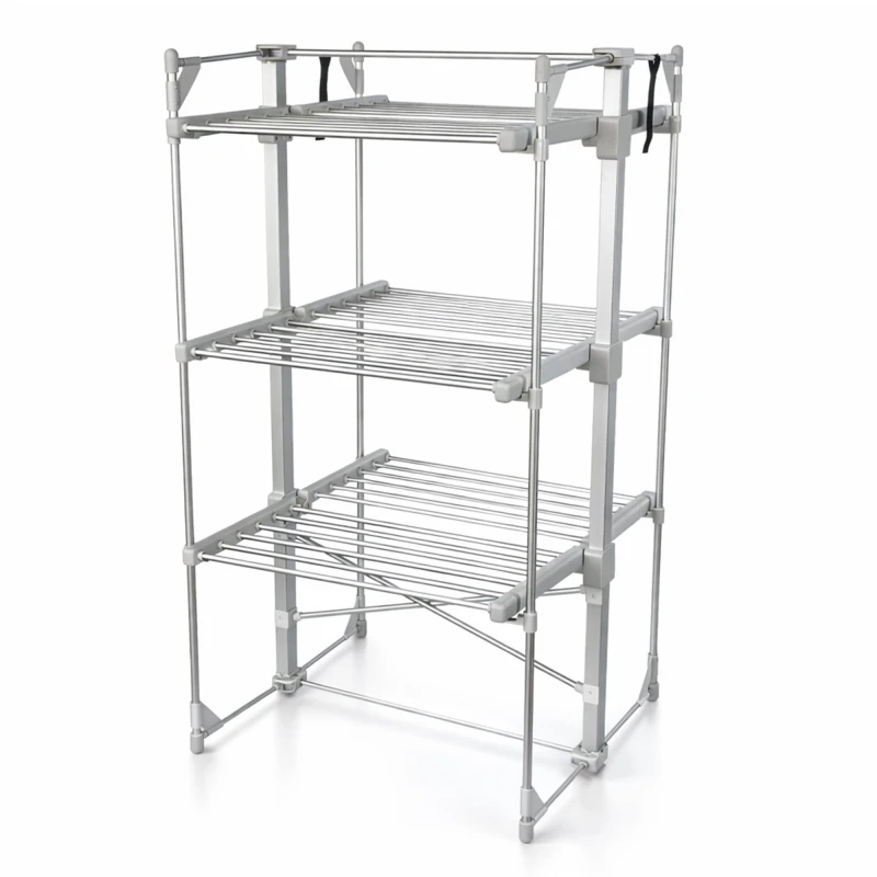 Image of Oypla 3 Tier Electrical Heated Folding Clothes Horse Airer Silver