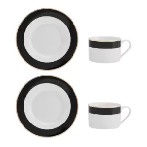 Image of Luxe Deco China Tea Cups and Saucers, Set of 2, 200ml