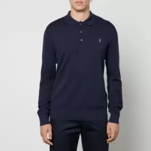 Image of Polo Ralph Lauren Mens Cotton Texture Long Sleeve Polo Shirt - Cruise Navy - L