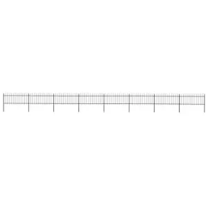 Image of Vidaxl Garden Fence With Spear Top Steel 13.6X0.8 M Black