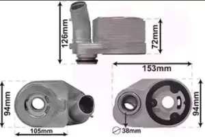 Image of VAN WEZEL Oil Cooler *** IR PLUS *** with accessories 17013703 Oil Cooler, engine oil FIAT,Ducato Kastenwagen (250_, 290_),Ducato Bus (250_, 290_)