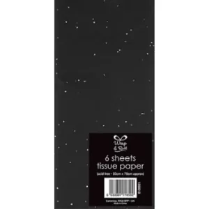 Image of 6 Glitter Tissue Paper Black