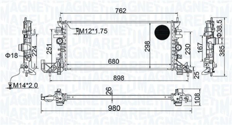 Image of MAGNETI MARELLI Engine radiator MAGNETI MARELLI 350213206700