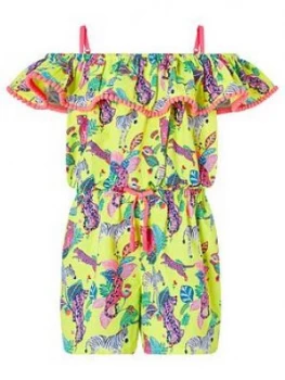 Accessorize Girls Bardot Wild Jungle Print Playsuit - Multi, Size 11-12 Years, Women