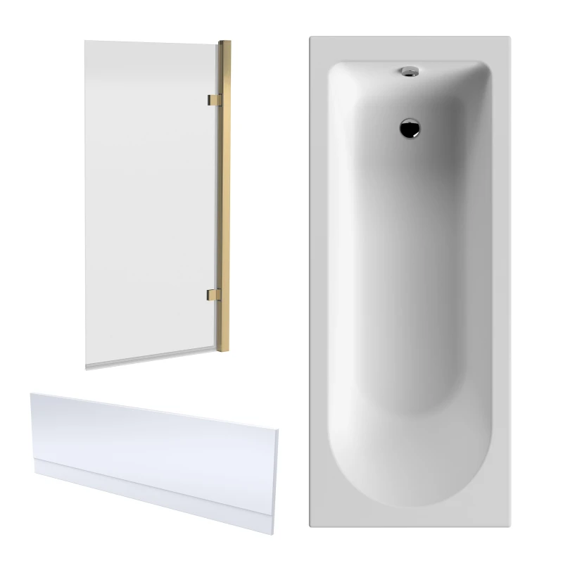Image of Balterley Round Bathtub Front Panel and Bath Screen Brushed Brass Bronze