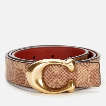 Image of Coach Womens 25mm C Reversible Signature Belt - B4/Tan Rust - L