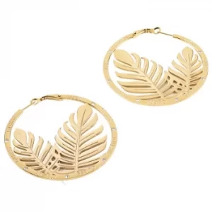 Guess Tropical Summer Yellow Gold Tone Hoop Earrings