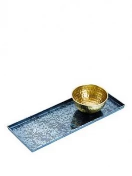 Image of Kitchencraft ArtesÀ Blue Galvanised Serving Platter With Brass Bowl