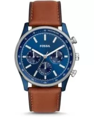 Image of Fossil Men Sullivan Multifunction Brown Leather Watch