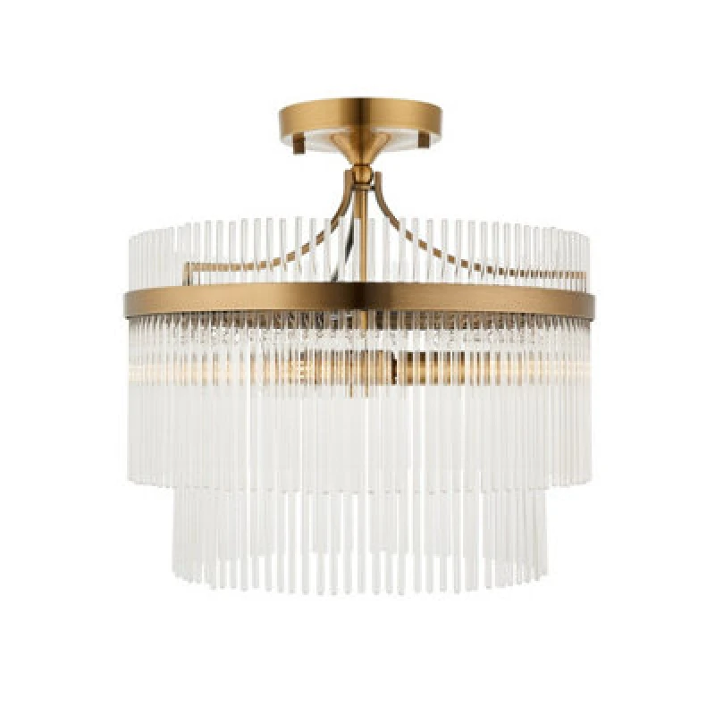 Image of Luminosa Lighting Luminosa Marietta Ceiling Light Antique Brass Plate, Clear Glass, 3X E14