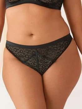 Figleaves Pimlico Thong - Black Leopard, Size 12, Women