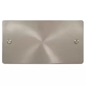 Image of Click Scolmore Define Brushed Steel 2 Gang Blank Plate - FPBS061