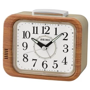 image of Seiko Bell Alarm Clock with Sweep Second Hand - Wood Finish