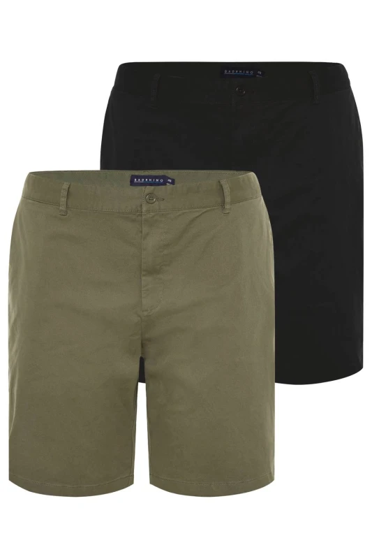 Image of BadRhino BadRhino Men 2 Pack Stretch Chino Shorts in Light Khaki Size: 46R Light Khaki 46R Male 5063589663726