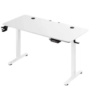 image of Height Adjustable Desk White 140x60x73-118cm LCD Display