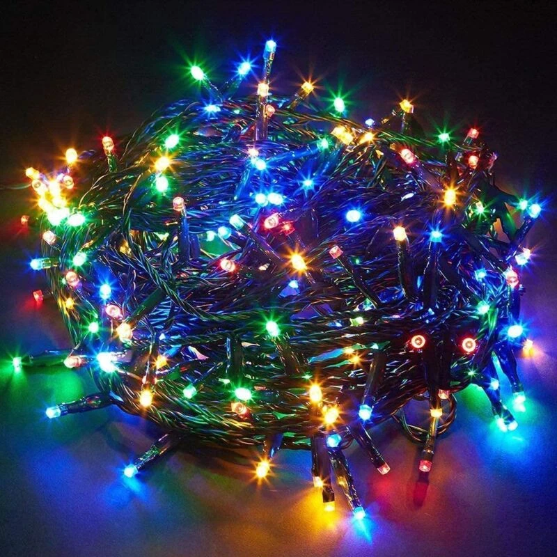 Image of Shatchi 750 Leds Multicolour Fairy String Lights Cool White Indoor/outdoor Green Cable 8 Modes Mains Powered Memory Auto Timer
