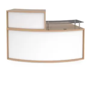 image of Denver medium curved complete reception unit - beech with white panels