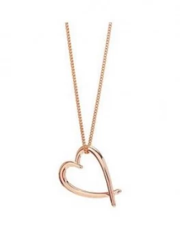 image of Simply Silver Rose Gold Crossover Heart Pendant Necklace