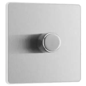 Image of BG Evolve Brushed Steel 2 Way Trailing Edge LED Push On / Off Single Dimmer Switch - 200W
