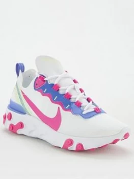 image of Nike React Element 55 - White/Pink, Size 3, Women