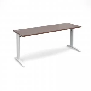 image of TR10 Straight Desk 1800mm x 600mm - White Frame Walnut Top