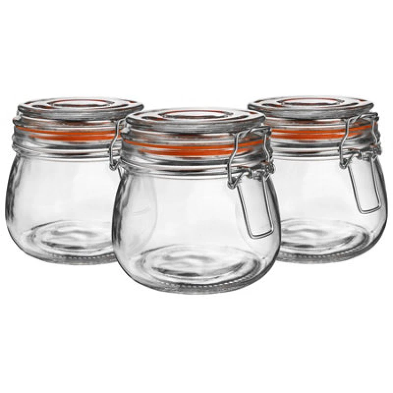 Image of Argon Tableware Glass Storage Jars - 500ml - Pack of 3 Orange