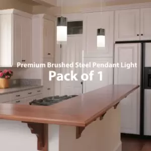 Image of Hanging Ceiling Pendant Light 240V Modern Glass & Chrome LED Kitchen Lamp Bulb