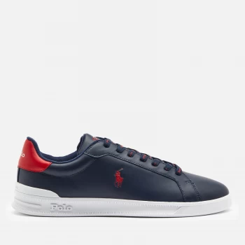 Image of Polo Ralph Lauren Mens Heritage Court Leather Low Top Trainers - Newport Navy/Red - UK 8