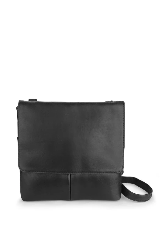 Image of PRIMEHIDE 'Washed Cancun' Leather Flapover Crossbody Bag Black
