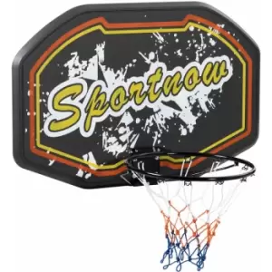 image of Sportnow - Wall Mounted Basketball Hoop, Mini Basketball Hoop and Net, Red - Black, Red and Yellow