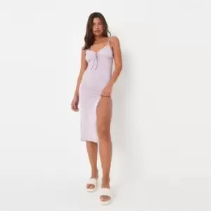 Missguided Tie Shoulder Midaxi Dress Strappy Ditsy - Purple