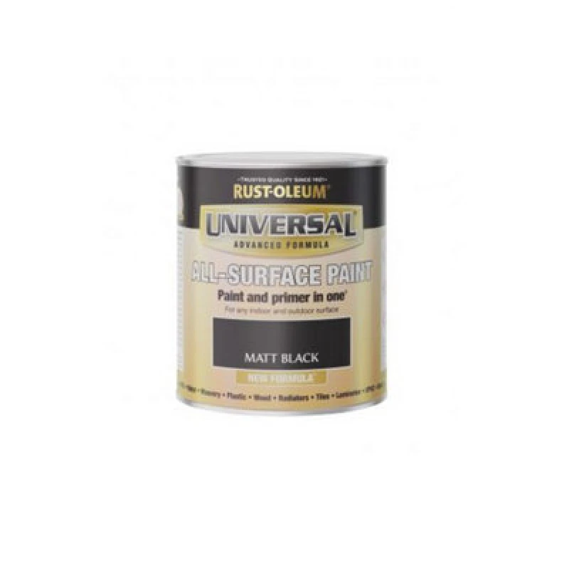 Image of Rust-Oleum Universal All Surface Brush On Paint - Matt - Black - 250Ml