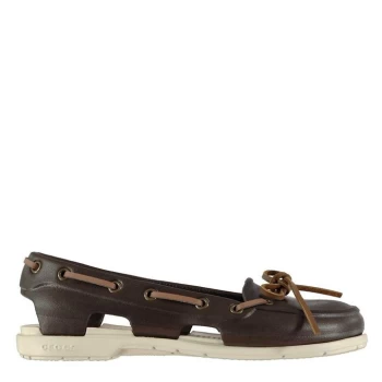 Image of Crocs Ladies Beach Boat Shoes - Brown