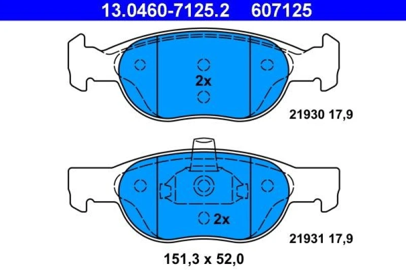 Image of ATE 13.0460-7125.2 Brake pad set excl. wear warning contact Brake Pad Set,disc brake (402)