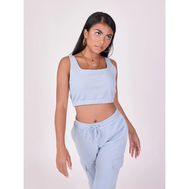 Image of Project X Paris Womens basic wide strap crop top Project X Paris Bleu Female M