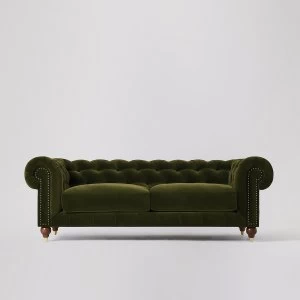 image of Swoon Winston Velvet 3 Seater Sofa - 3 Seater - Fern