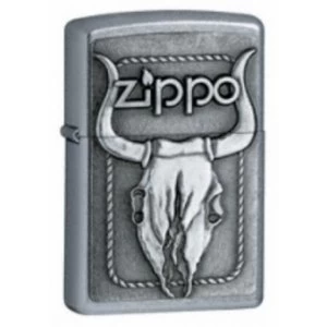 image of Zippo Bull Skull Emblem Street Chrome Windproof Lighter