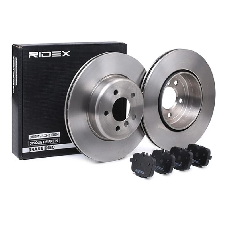 Image of RIDEX 3405B0963 Brake disc and pads set Rear Axle, Brake Disc Type: internally vented Brake Set,disc brakes (3405)